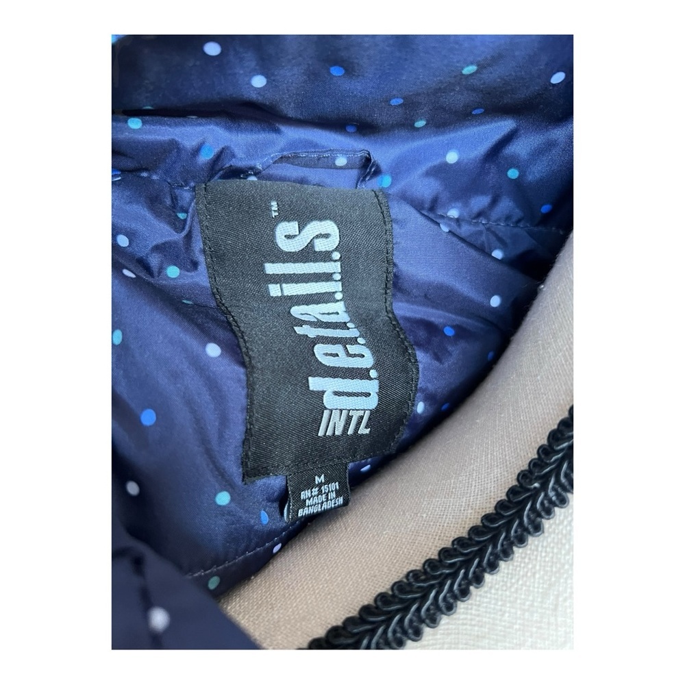 INTL Details Navy Irregular Polka Dot Packable Parka Jacket Size M - Picture 2 of 9